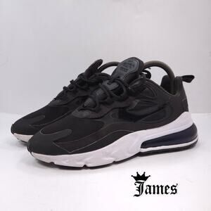 Nike Air Max 270 React Lace Up Athletic Shoe Womens Size 7 CJ0619-002 Black